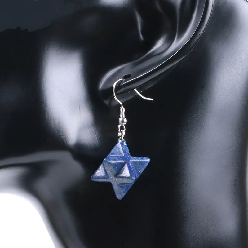 Merkaba Energy Earrings with Natural Stone Crystals
