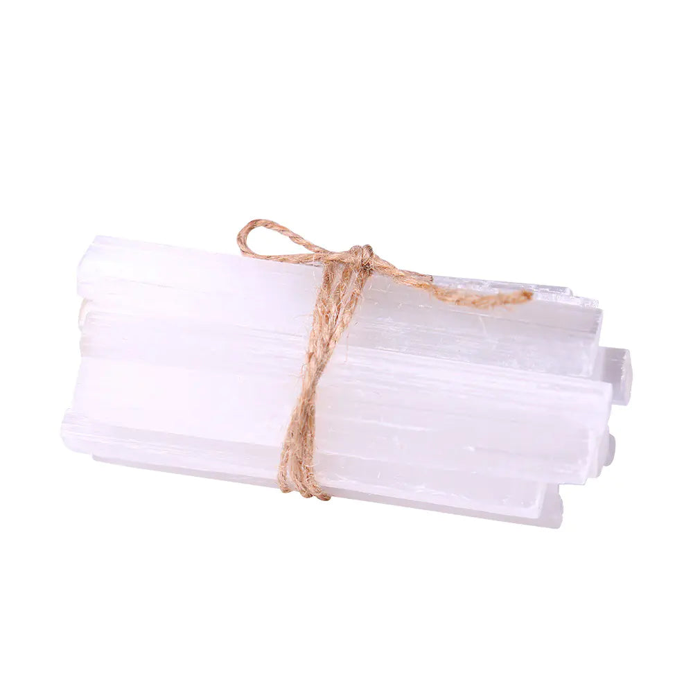 Natural Moroccan Gypsum Stick Set with Quartz Crystals