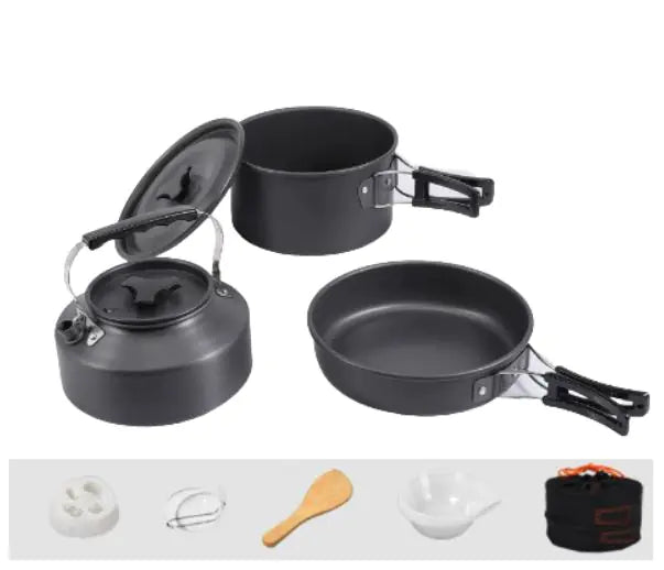 Outdoor Camping Cookware Set with Kettle