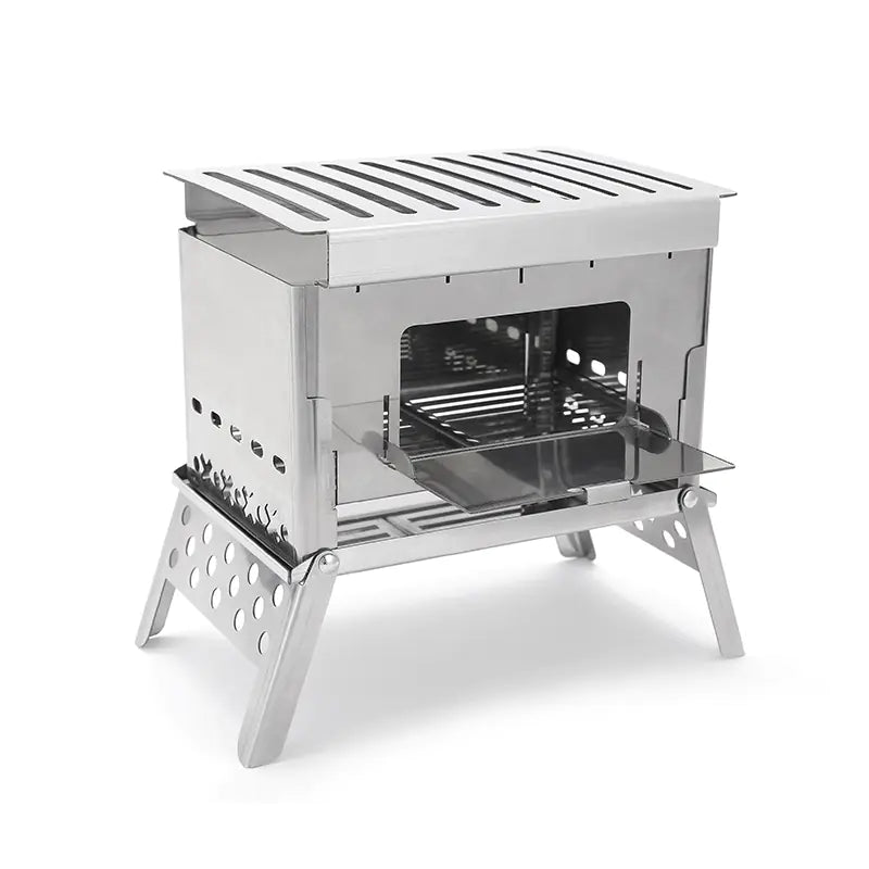 Portable Stainless Steel Camping Grill and Fire Pit