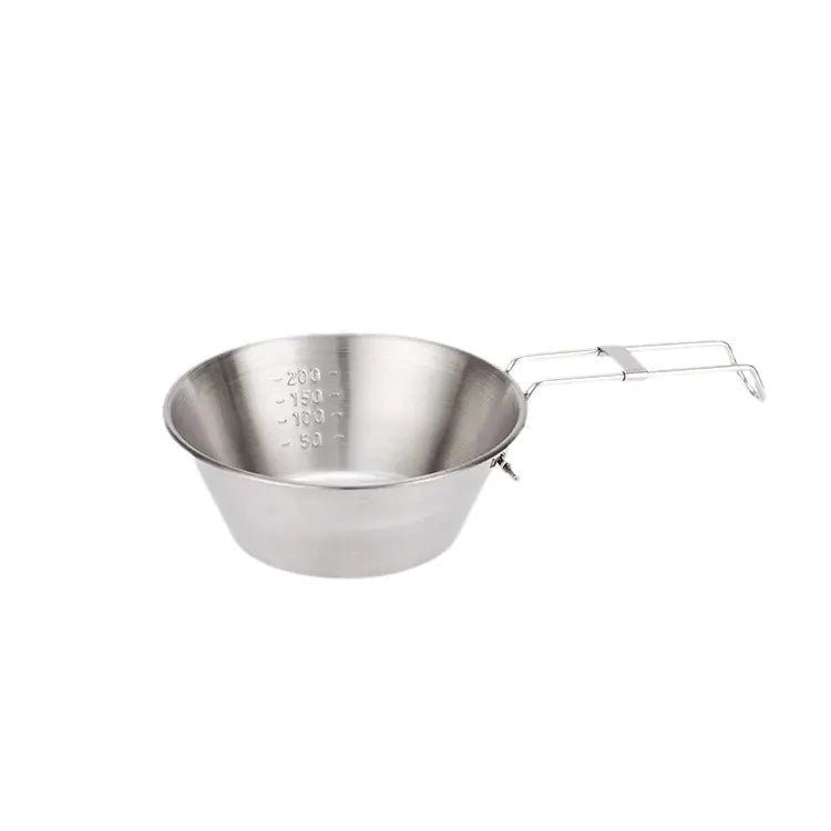 Foldable Handle Camping Bowl - Portable 304 Stainless Steel