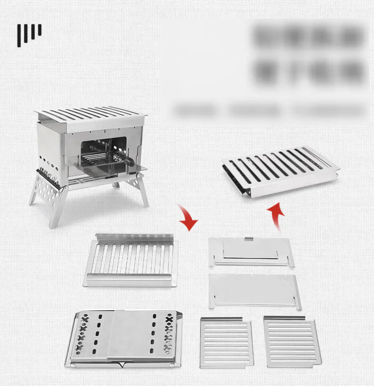Portable Stainless Steel Camping Grill and Fire Pit