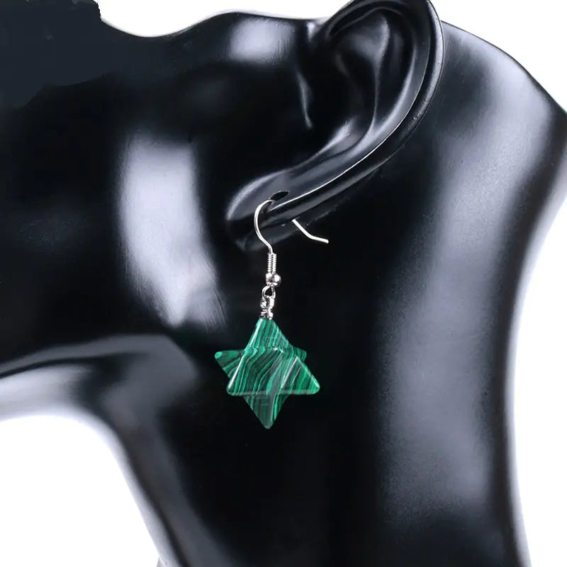 Merkaba Energy Earrings with Natural Stone Crystals
