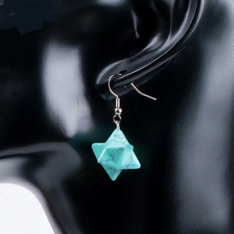 Merkaba Energy Earrings with Natural Stone Crystals