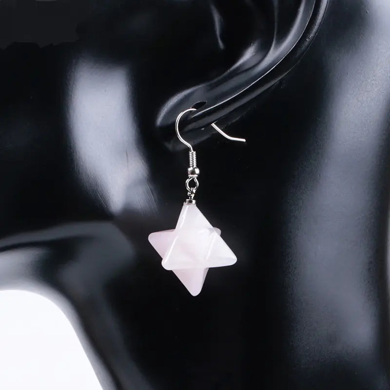 Merkaba Energy Earrings with Natural Stone Crystals