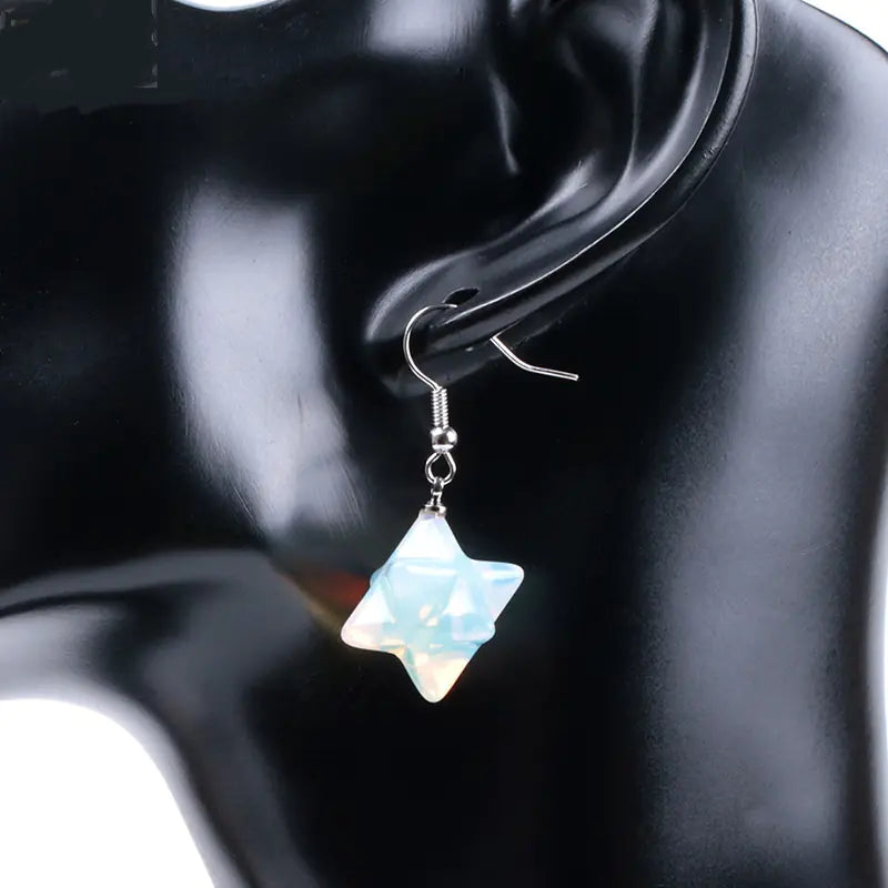 Merkaba Energy Earrings with Natural Stone Crystals