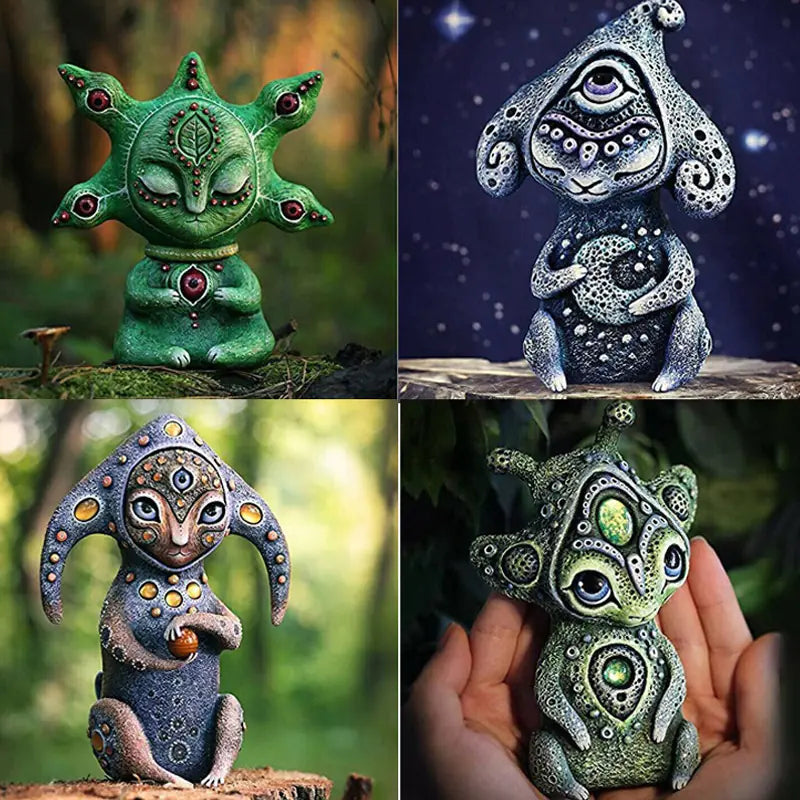 Three-Eyed Alien Garden Sculpture Set