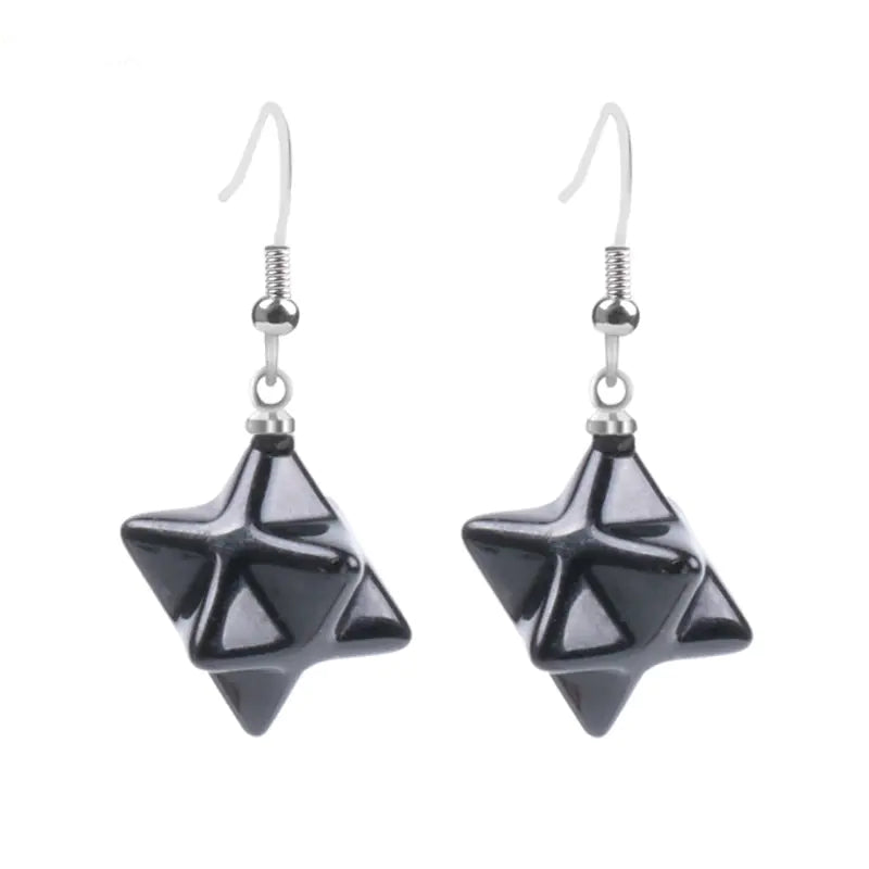Merkaba Energy Earrings with Natural Stone Crystals