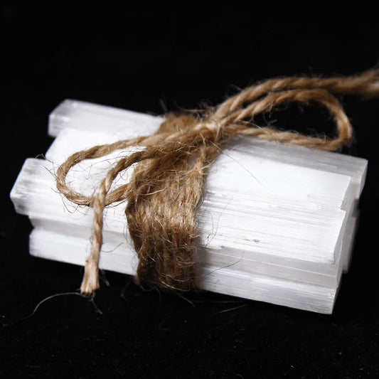 Natural Moroccan Gypsum Stick Set with Quartz Crystals