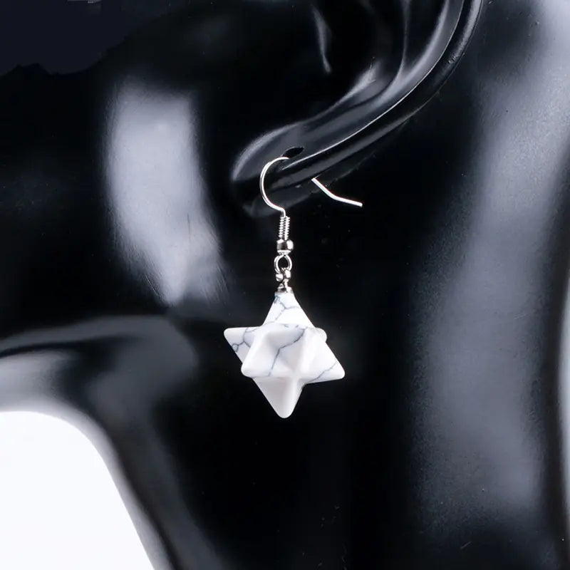 Merkaba Energy Earrings with Natural Stone Crystals