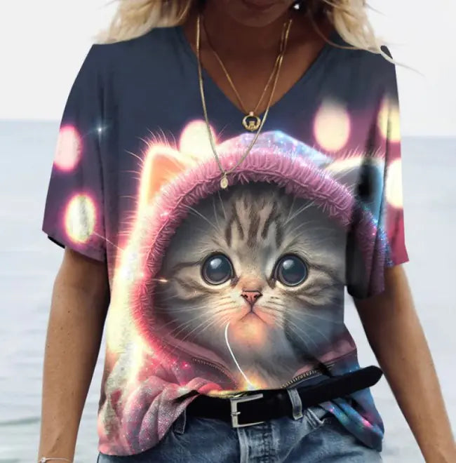 Cat Pattern T-shirt
