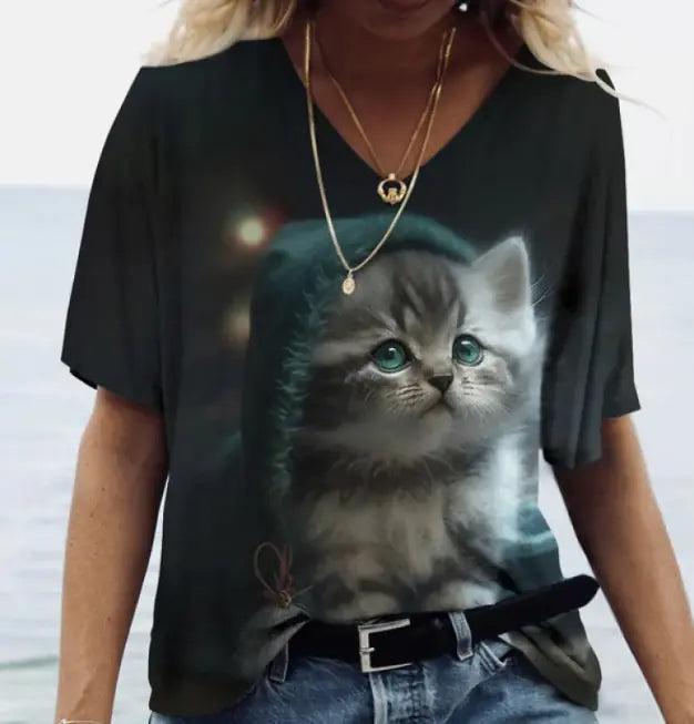 Cat Pattern T-shirt