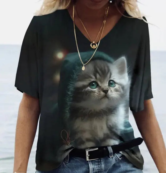 Cat Pattern T-shirt