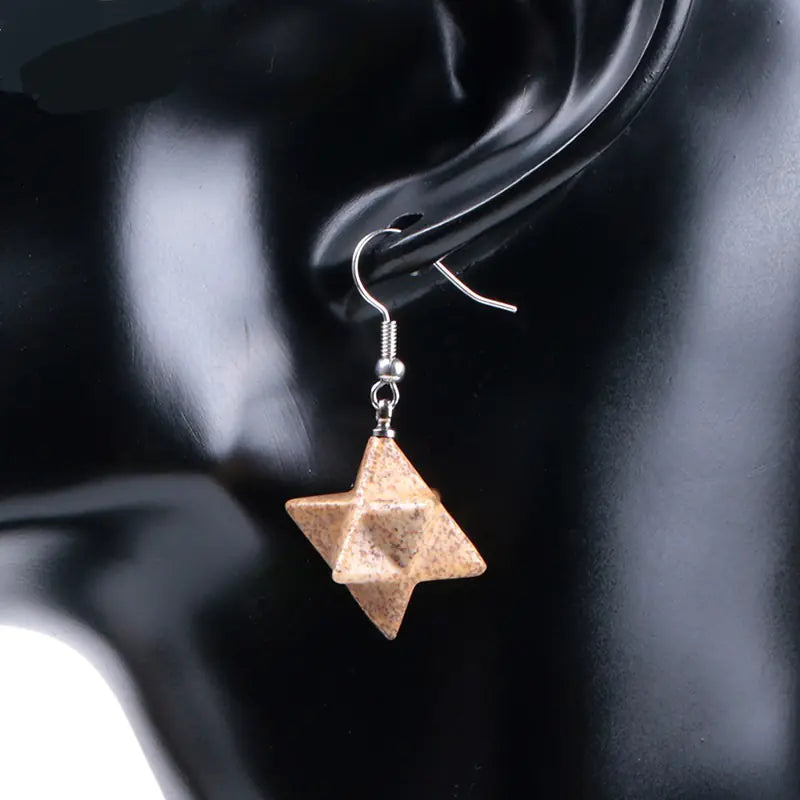 Merkaba Energy Earrings with Natural Stone Crystals