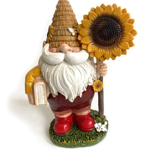 Sunflower Book & Honey Gnome Statue
