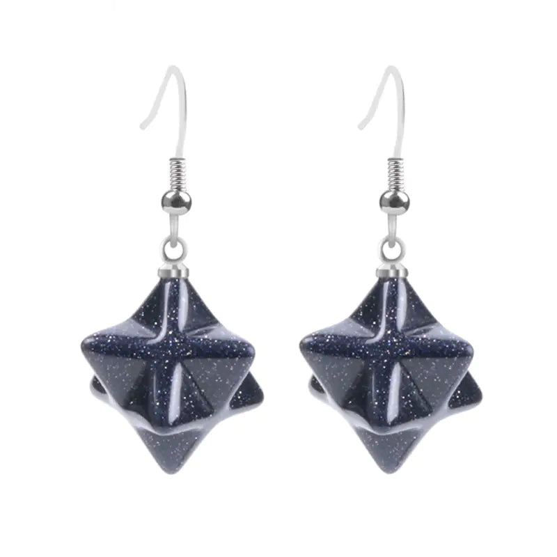 Merkaba Energy Earrings with Natural Stone Crystals