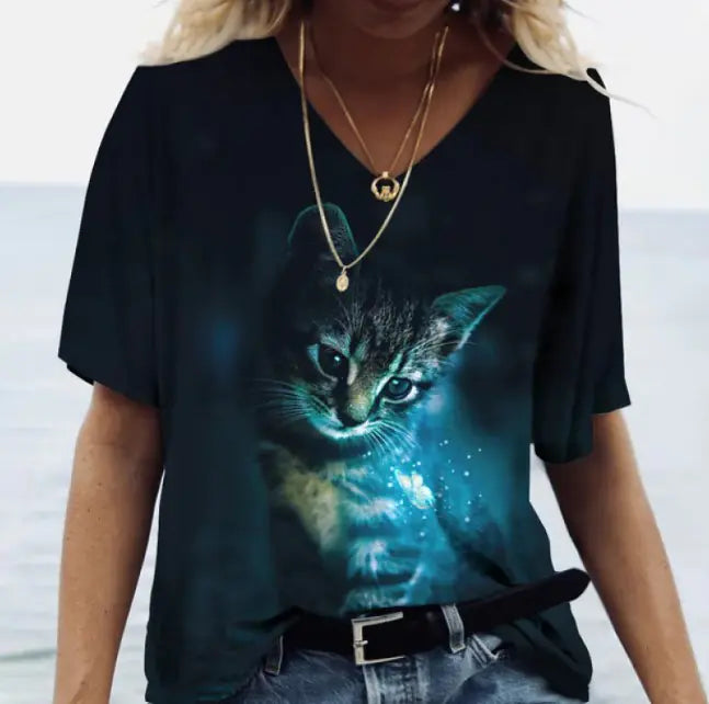 Cat Pattern T-shirt