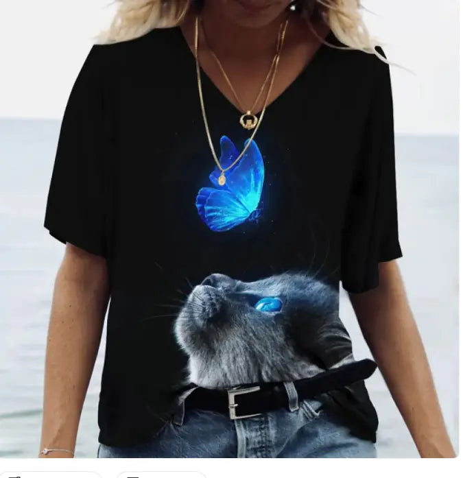 Cat Pattern T-shirt