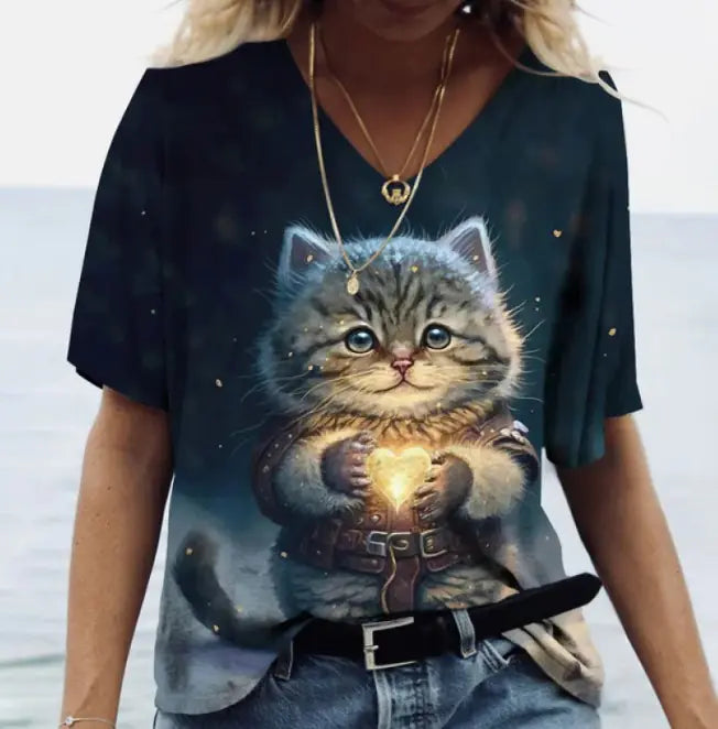 Cat Pattern T-shirt