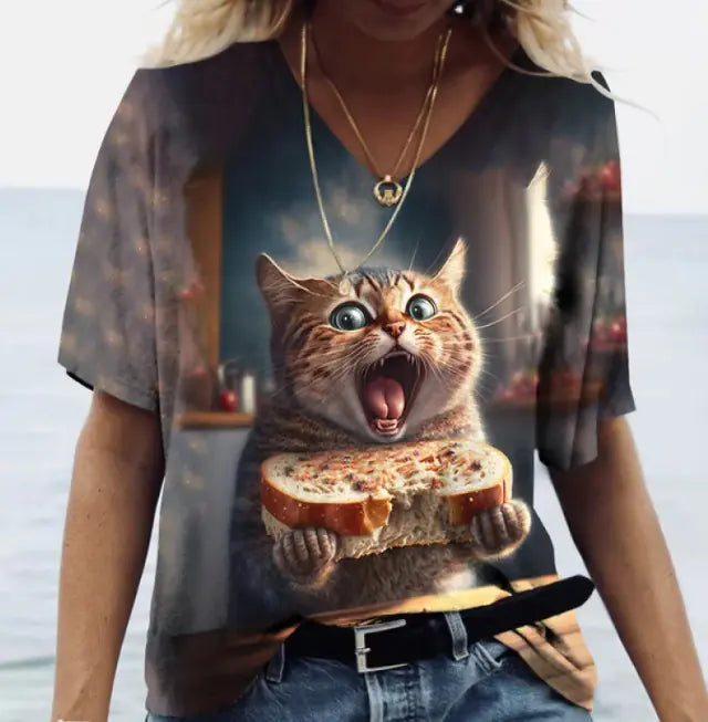 Cat Pattern T-shirt