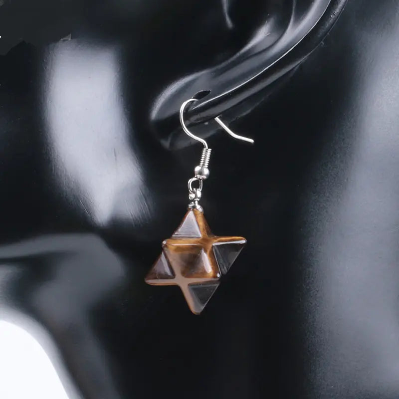 Merkaba Energy Earrings with Natural Stone Crystals