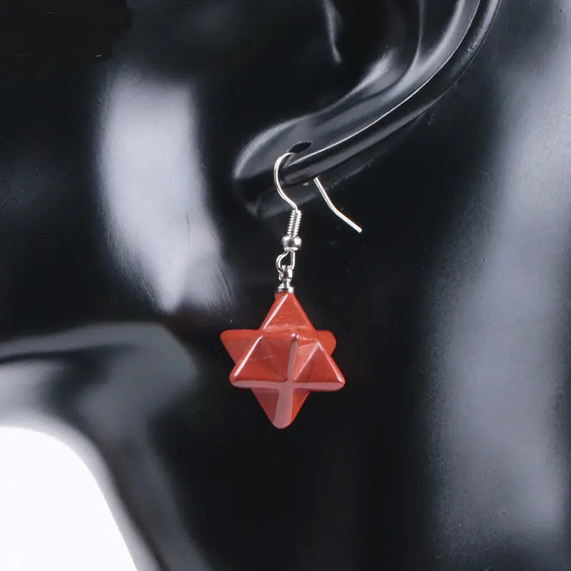 Merkaba Energy Earrings with Natural Stone Crystals