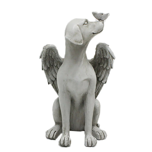 Angel Dog Butterfly Resin Garden Statue Decor